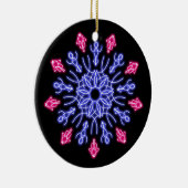 Blume aus blauem und rotem Neon Keramik Ornament (Rechts)