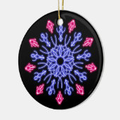 Blume aus blauem und rotem Neon Keramik Ornament (Links)