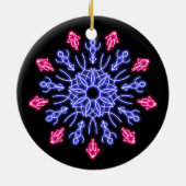 Blume aus blauem und rotem Neon Keramik Ornament (Hinten)