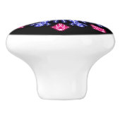 Blume aus blauem und rotem Neon Keramikknauf (Seitenansicht)