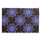 Blume aus blauem und rotem Neon Kissenbezug (Rückseite)