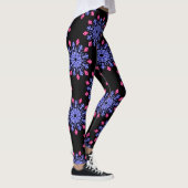 Blume aus blauem und rotem Neon Leggings (Rechts)