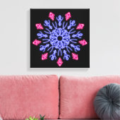 Blume aus blauem und rotem Neon Leinwanddruck (Insitu (Wohnzimmer))