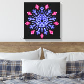 Blume aus blauem und rotem Neon Leinwanddruck (Insitu (Schlafzimmer))