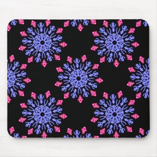 Blume aus blauem und rotem Neon Mousepad (Vorne)