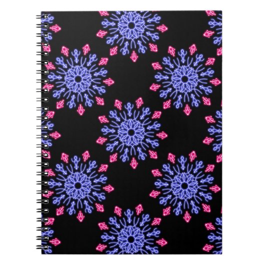 Blume aus blauem und rotem Neon Notizblock (Vorderseite)
