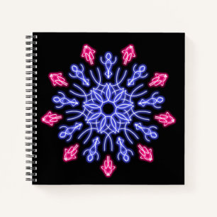 Blume aus blauem und rotem Neon Notizbuch
