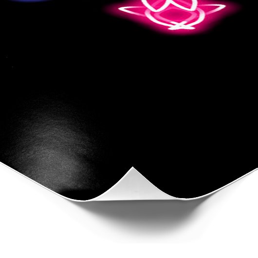 Blume aus blauem und rotem Neon Poster (Ecke)