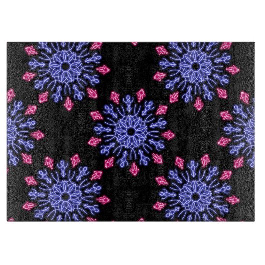 Blume aus blauem und rotem Neon Schneidebrett (Vorderseite)