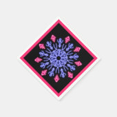 Blume aus blauem und rotem Neon Serviette (Ecke)