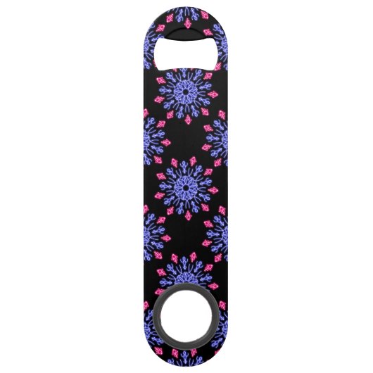 Blume aus blauem und rotem Neon Speed Flaschenöffner (Vorderseite)