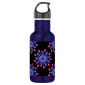 Blume aus blauem und rotem Neon Trinkflasche (Vorderseite)