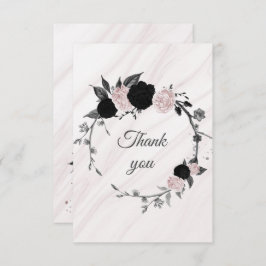 Blume aus botanischem Marmor, schwarz und rosa, da Dankeskarte