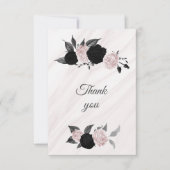 Blume aus botanischem Marmor, schwarz und rosa Dankeskarte (Vorderseite)