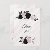 Blume aus botanischem Marmor, schwarz und rosa Dankeskarte (Vorne/Hinten)