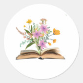 Blume aus Büchern Runder Aufkleber (Vorderseite)