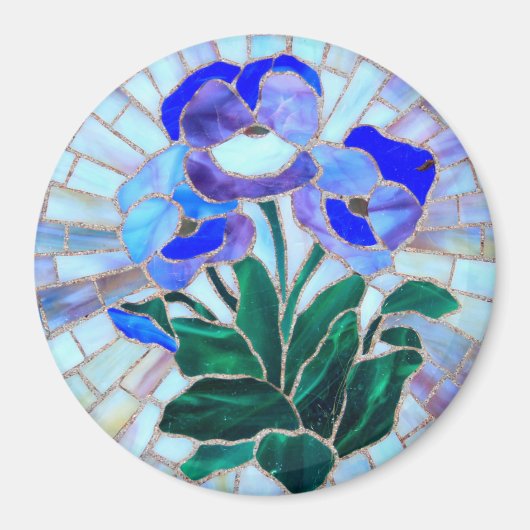 Blume aus Buntglas Magnet (Vorne)