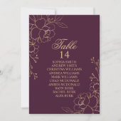 Blume aus Burgund und Gold Seekarten Einladung (Vorderseite)