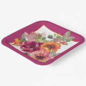 Blume aus Burgund und Orangen Pappteller (Gewinkelt)