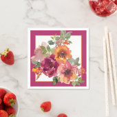 Blume aus Burgund und Orangen Serviette (Beispiel)