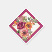 Blume aus Burgund und Orangen Serviette (Ecke)