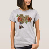Blume aus Creme und Rotem Leder T-Shirt (Vorderseite)