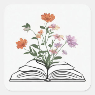 Blume aus dem Buch Quadratischer Aufkleber