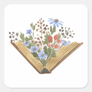 Blume aus dem Buch Quadratischer Aufkleber