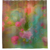 Blume aus der Fantasie in warmen Wasserfarben, bot Duschvorhang (Vorderseite)