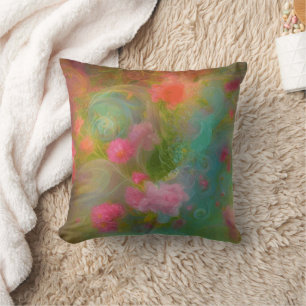 Blume aus der Fantasie in warmen Wasserfarben, bot Kissen