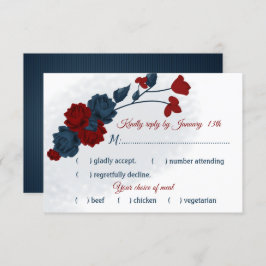 Blume aus der Marine und Bordeaux RSVP Karte