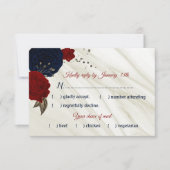 Blume aus der Marine und Bordeaux RSVP Karte (Vorderseite)
