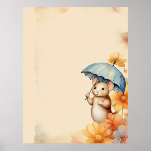 Blume aus der Maus, blau orange, rosa, altbraun Poster