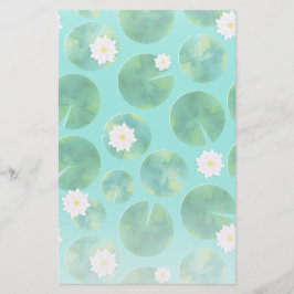 Blume aus der White Water Lilie & Lily Pad Muster Briefpapier