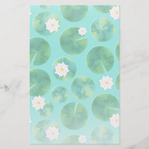 Blume aus der White Water Lilie & Lily Pad Muster Briefpapier