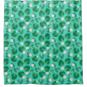 Blume aus der White Water Lilie & Lily Pad Muster Duschvorhang (Vorderseite)