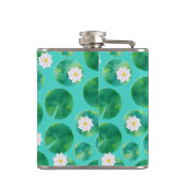 Blume aus der White Water Lilie & Lily Pad Muster Flachmann (Rückseite)
