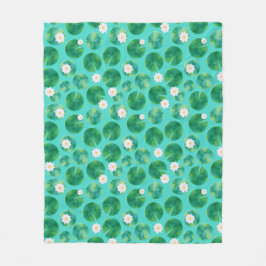 Blume aus der White Water Lilie & Lily Pad Muster Fleecedecke