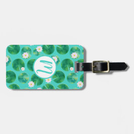 Blume aus der White Water Lilie & Lily Pad Muster Gepäckanhänger