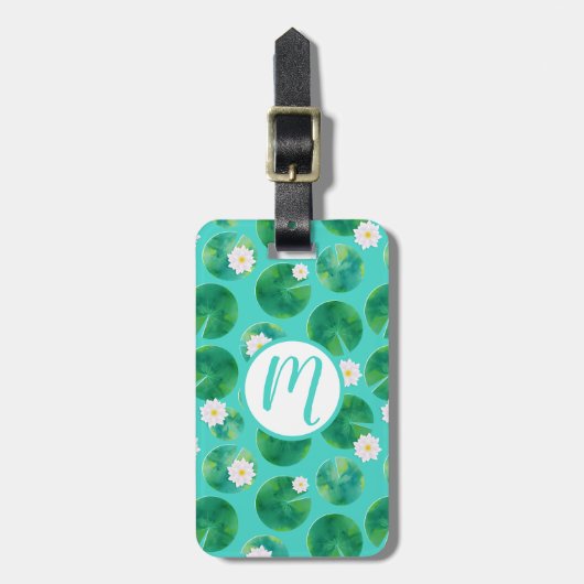 Blume aus der White Water Lilie & Lily Pad Muster Gepäckanhänger (Vorderseite vertikal)