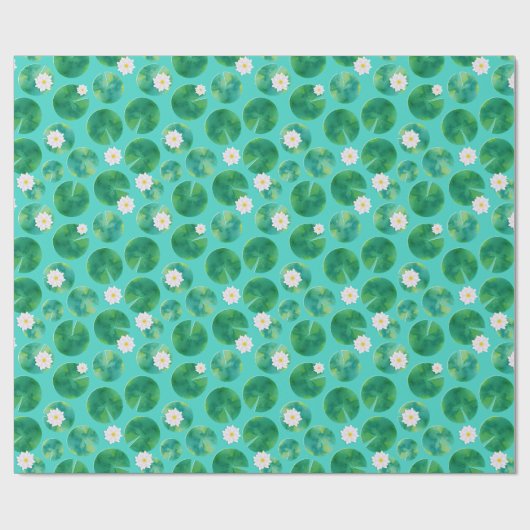 Blume aus der White Water Lilie & Lily Pad Muster Geschenkpapier (Flach)