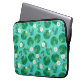 Blume aus der White Water Lilie & Lily Pad Muster Laptopschutzhülle (Vorderseite Links)