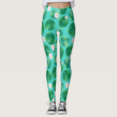 Blume aus der White Water Lilie & Lily Pad Muster Leggings (Vorderseite)