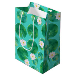 Blume aus der White Water Lilie & Lily Pad Muster Mittlere Geschenktüte