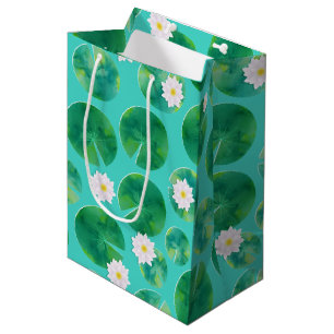 Blume aus der White Water Lilie & Lily Pad Muster Mittlere Geschenktüte