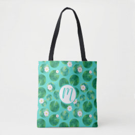 Blume aus der White Water Lilie & Lily Pad Muster Tasche