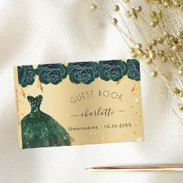 Blume aus Edelgoldkleid aus Quinceanera Gästebuch