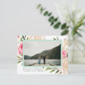 Blume aus Erdholz Foto WEDD SPEICHERN DAS DATUM Ankündigungspostkarte (Stehend Vorderseite)