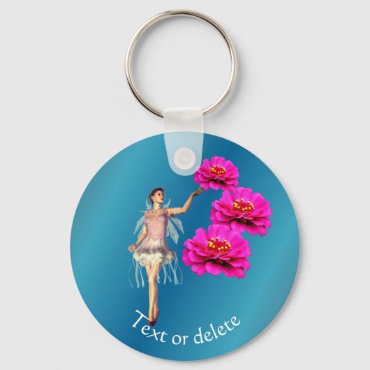 Blume aus Faial und Rosa Zinnias Personalisiert Schlüsselanhänger (Vorderseite)