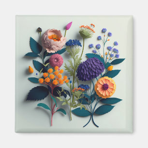 Blume aus farbenfrohen, geschnittenen Papieren Magnet